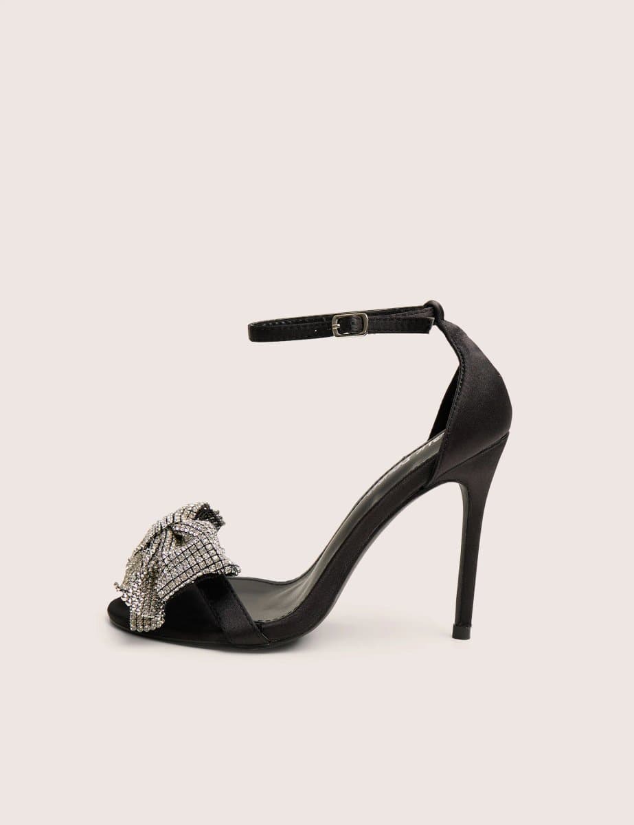 Public Desire Public Desire UK Bow Detail Round Toe Stiletto Heels in Black