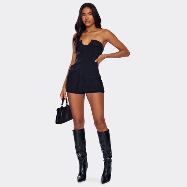 EGO Low Rise Tailored Hot Pants In Black, Women's Size UK 6