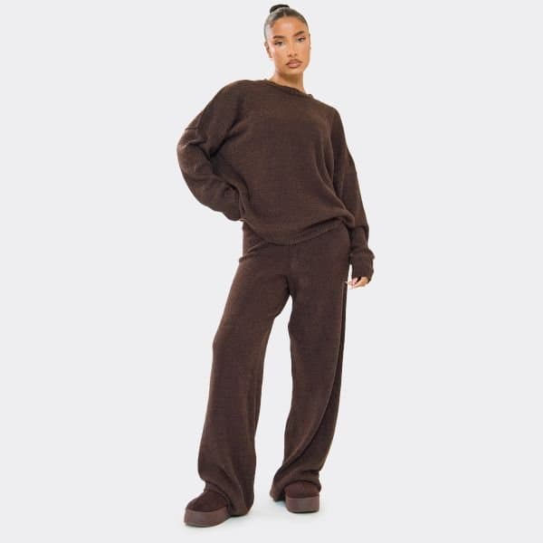 EGO EGO Chocolate Brown Mid Rise Wide Leg Trousers