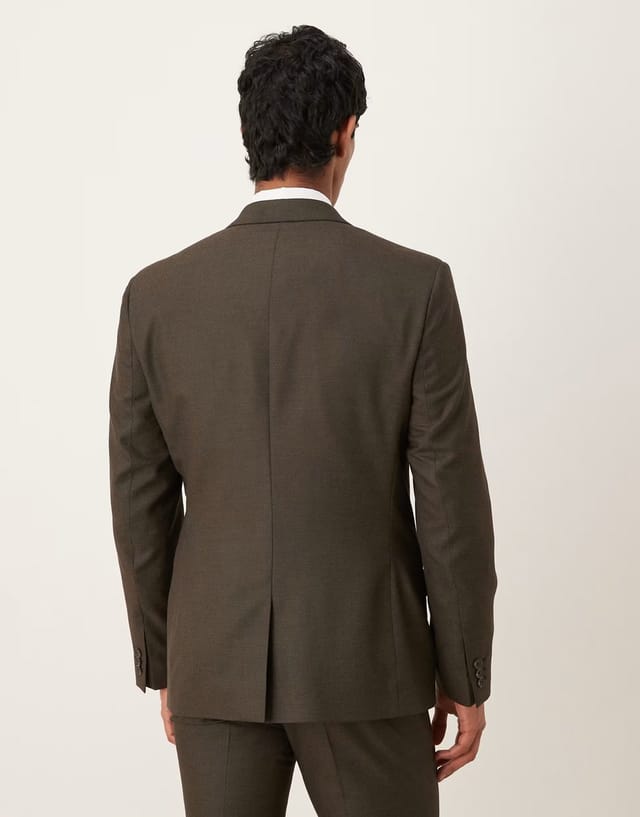 ASOS ASOS DESIGN slim suit jacket in brown microtexture - 3