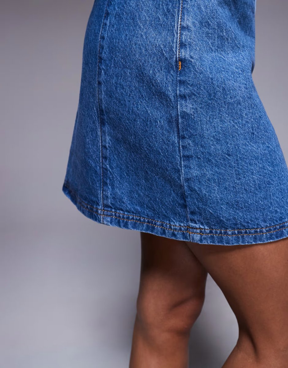 ASOS ASOS DESIGN denim micro mini skirt with seams co-ord in blue - 3