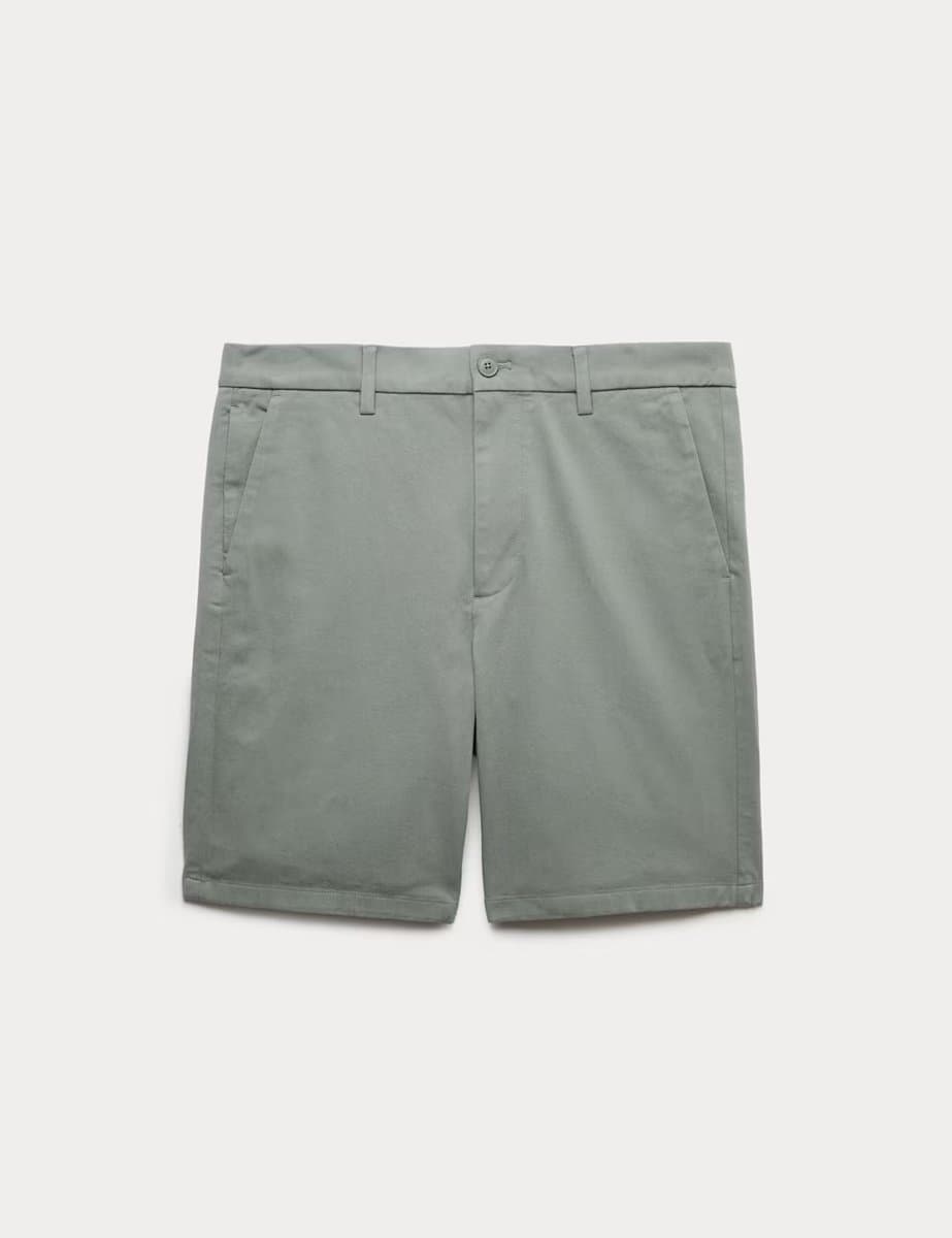 Marks & Spencer M&S Ultimate Stretch Chino Shorts in Dark Sage