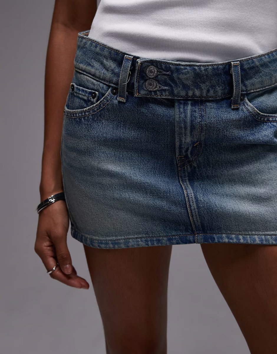 ASOS Levi's superlow mini denim skirt in dark blue - 2
