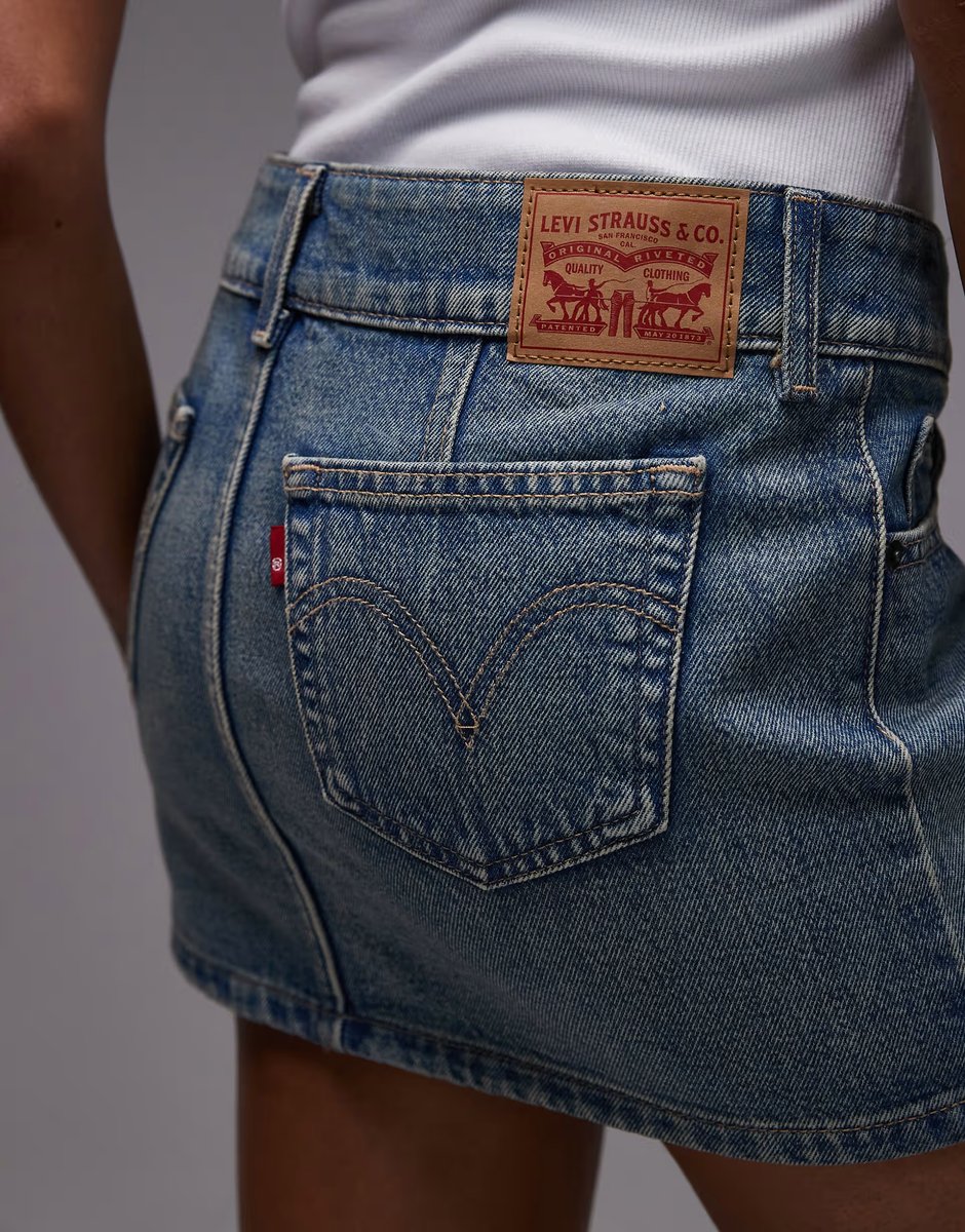 ASOS Levi's superlow mini denim skirt in dark blue - 3