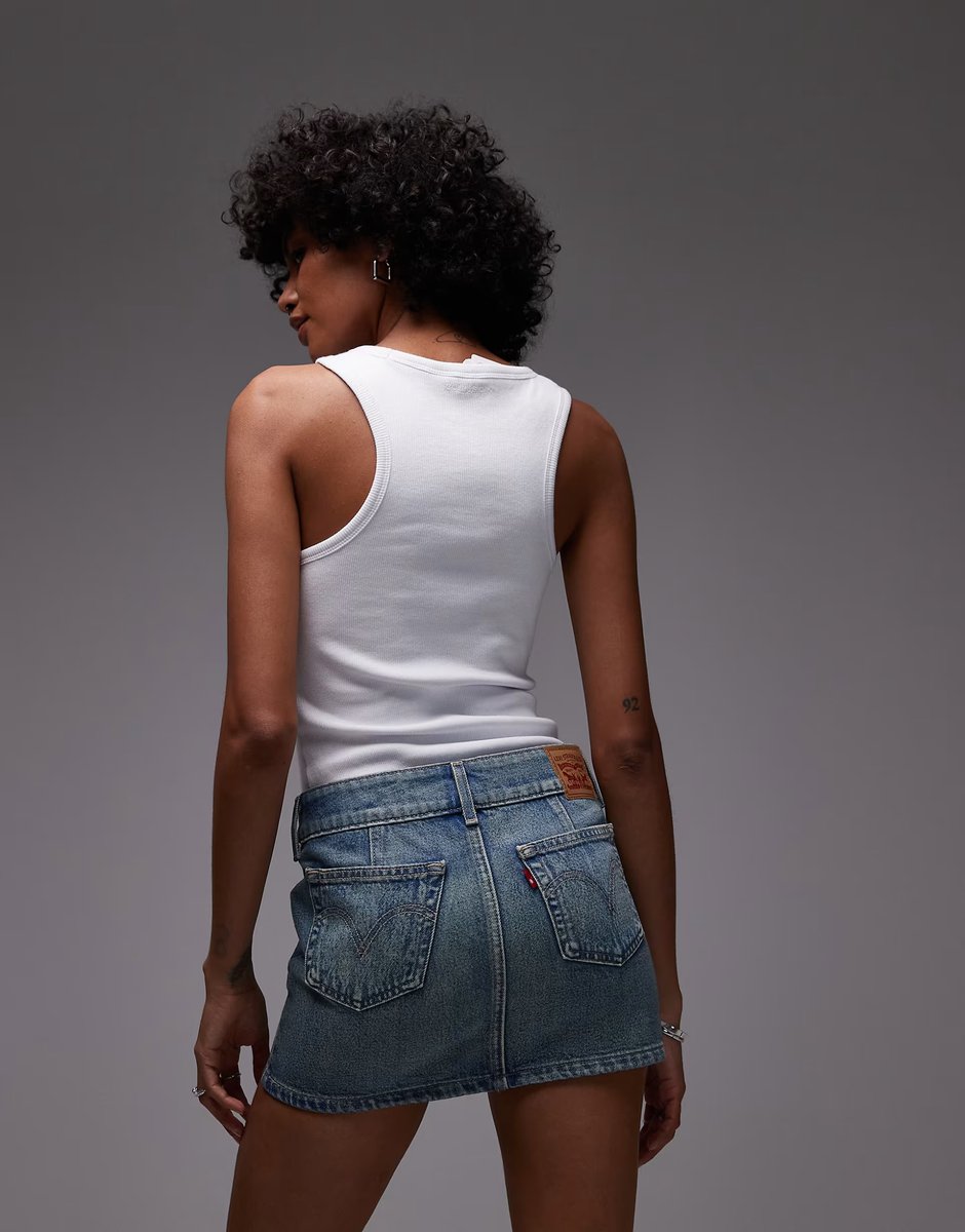 ASOS Levi's superlow mini denim skirt in dark blue - 4