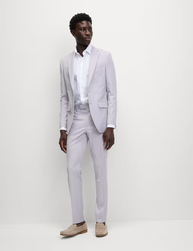 Marks & Spencer M&S Slim Fit Stretch Ultimate Suit Trousers Lilac - 3