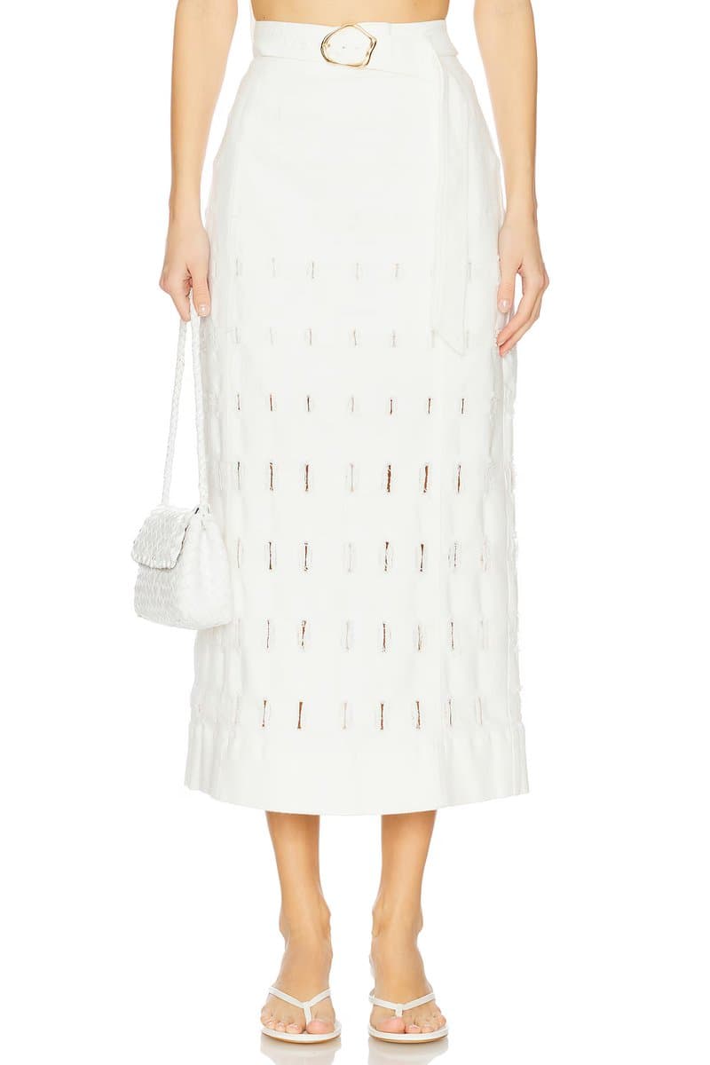 revolve Revolve Textured Midi Skirt in Sea Salt
