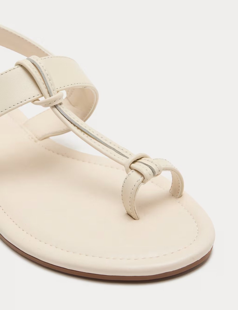 Marks & Spencer M&S Leather Ankle Strap Flat Toe Loop Sandals White - 2