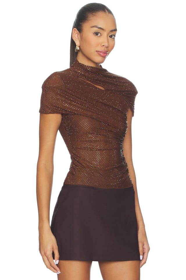 revolve Rhinestone Mesh Cut Out Top - 2