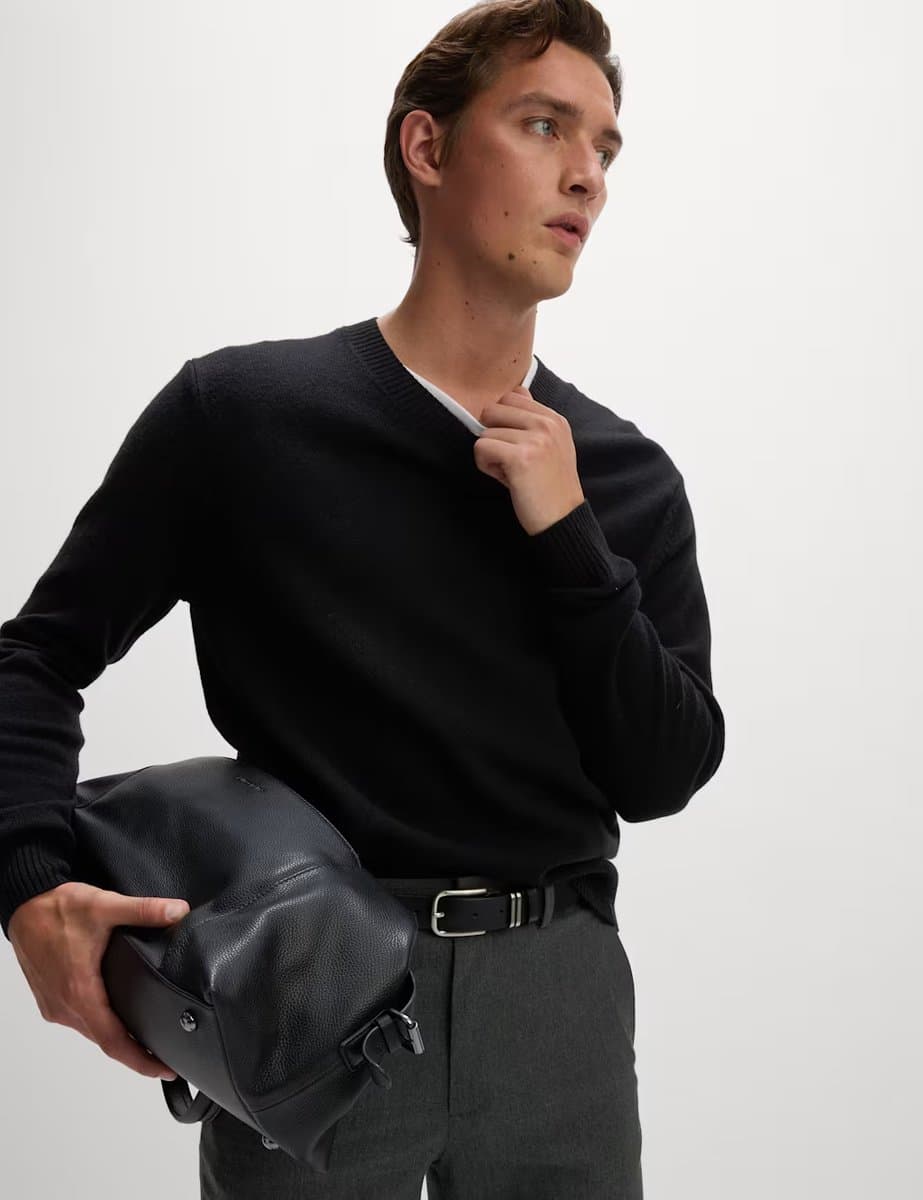 Marks & Spencer M&S Black Pure Lambswool V-Neck Jumper