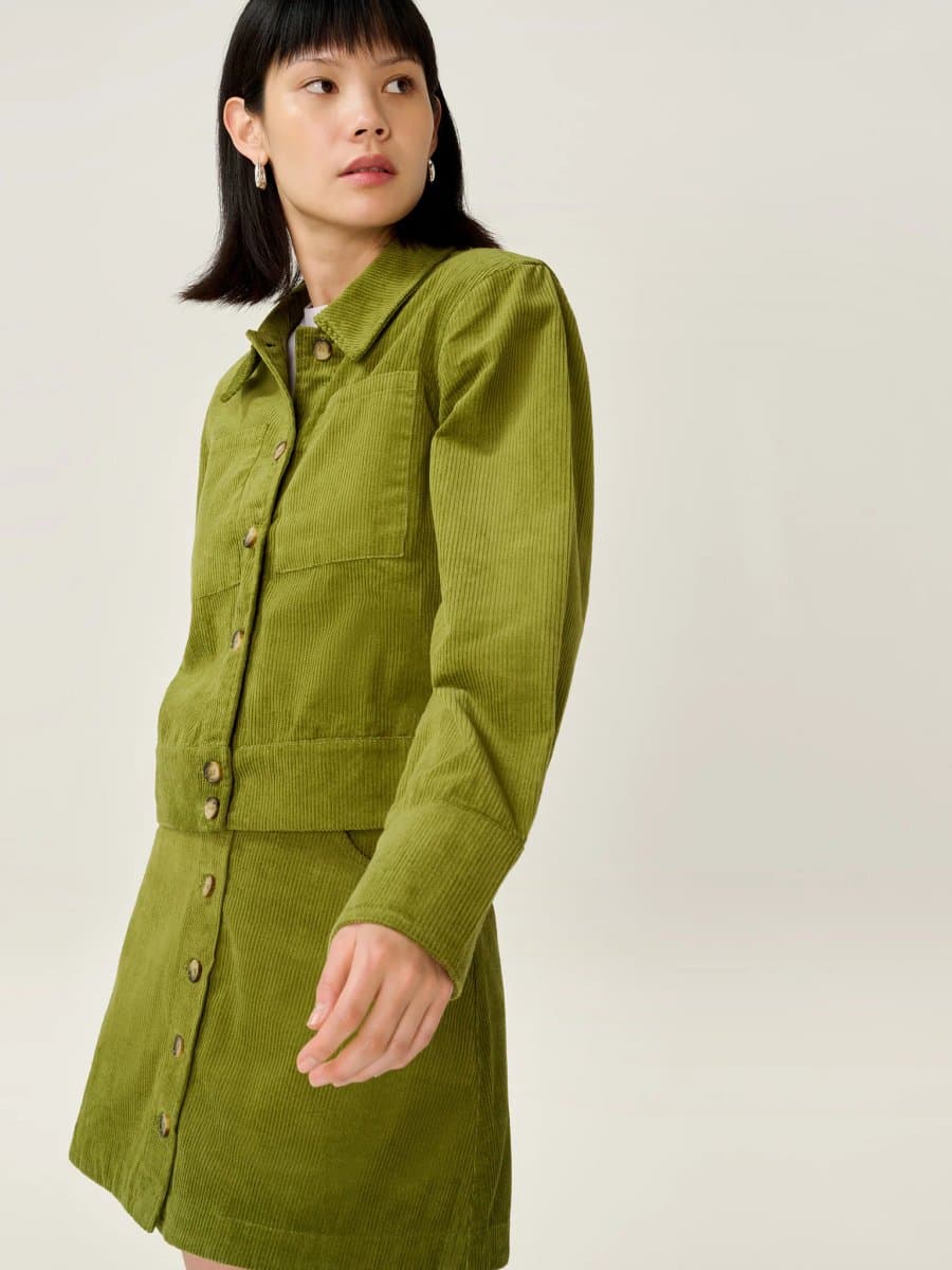 OMNES OMNES Moss Green Cord Jacket with Boxy Fit