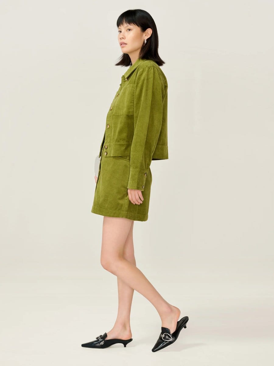 OMNES Millie Cord Jacket in Moss Green - 4