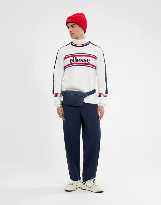 ASOS ellesse Pellini long sleeve knitted jumper in off white - 3