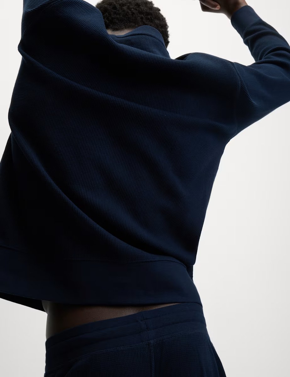 Marks & Spencer M&S Pure Cotton Waffle Loungewear Sweatshirt Smokey Green - 3