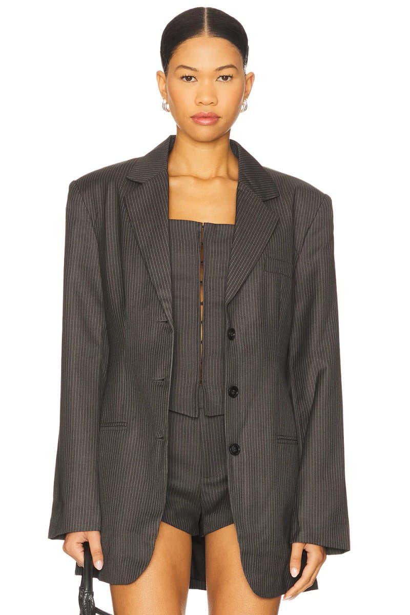 revolve Revolve Nakedvice Pinstripe Blazer in Grey