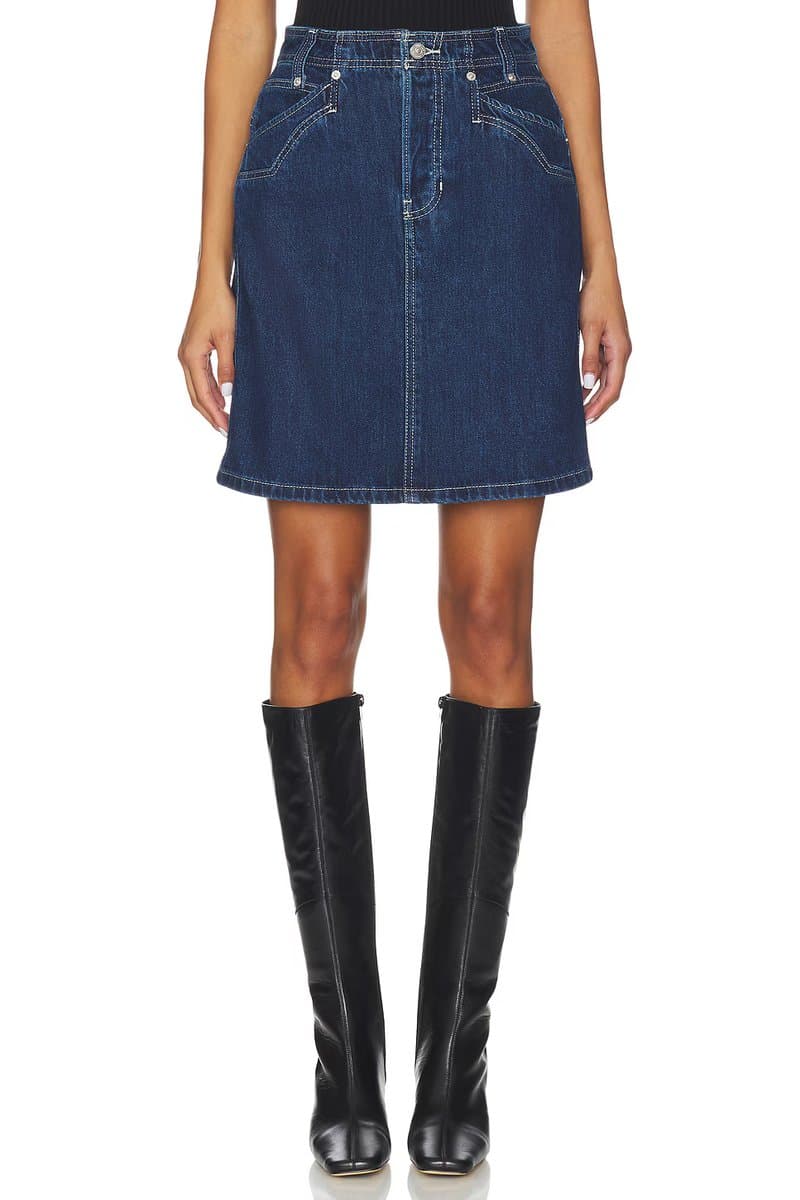 revolve Revolve Free People Suzy Denim Midi Skirt in Deep Ocean