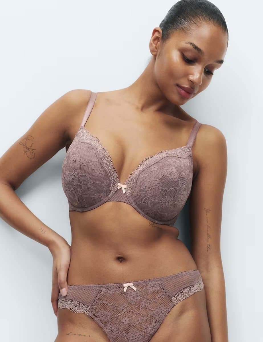 Marks & Spencer M&S Jasmine Lace Wired Plunge Bra F-H Praline