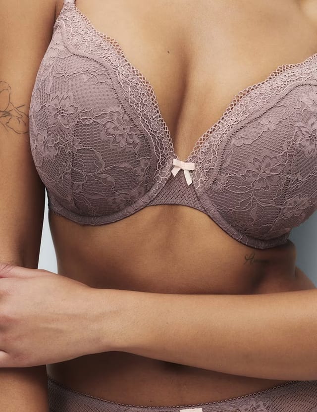 Marks & Spencer M&S Jasmine Lace Wired Plunge Bra F-H Praline - 2