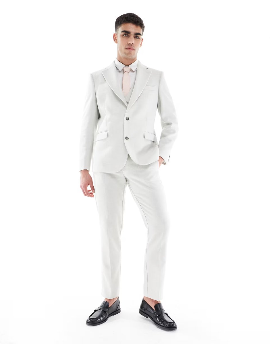 ASOS ASOS DESIGN slim suit jacket wool blend in light grey - 3