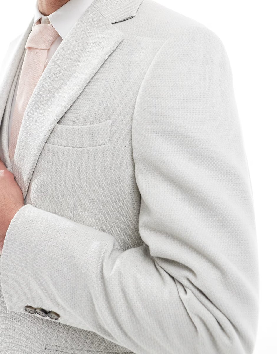 ASOS ASOS DESIGN slim suit jacket wool blend in light grey - 4