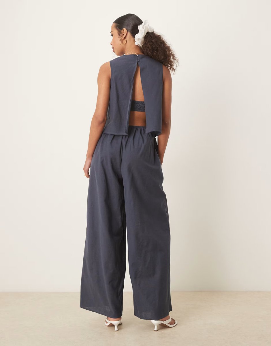 ASOS ASOS DESIGN double layer jumpsuit with open back in navy - 4