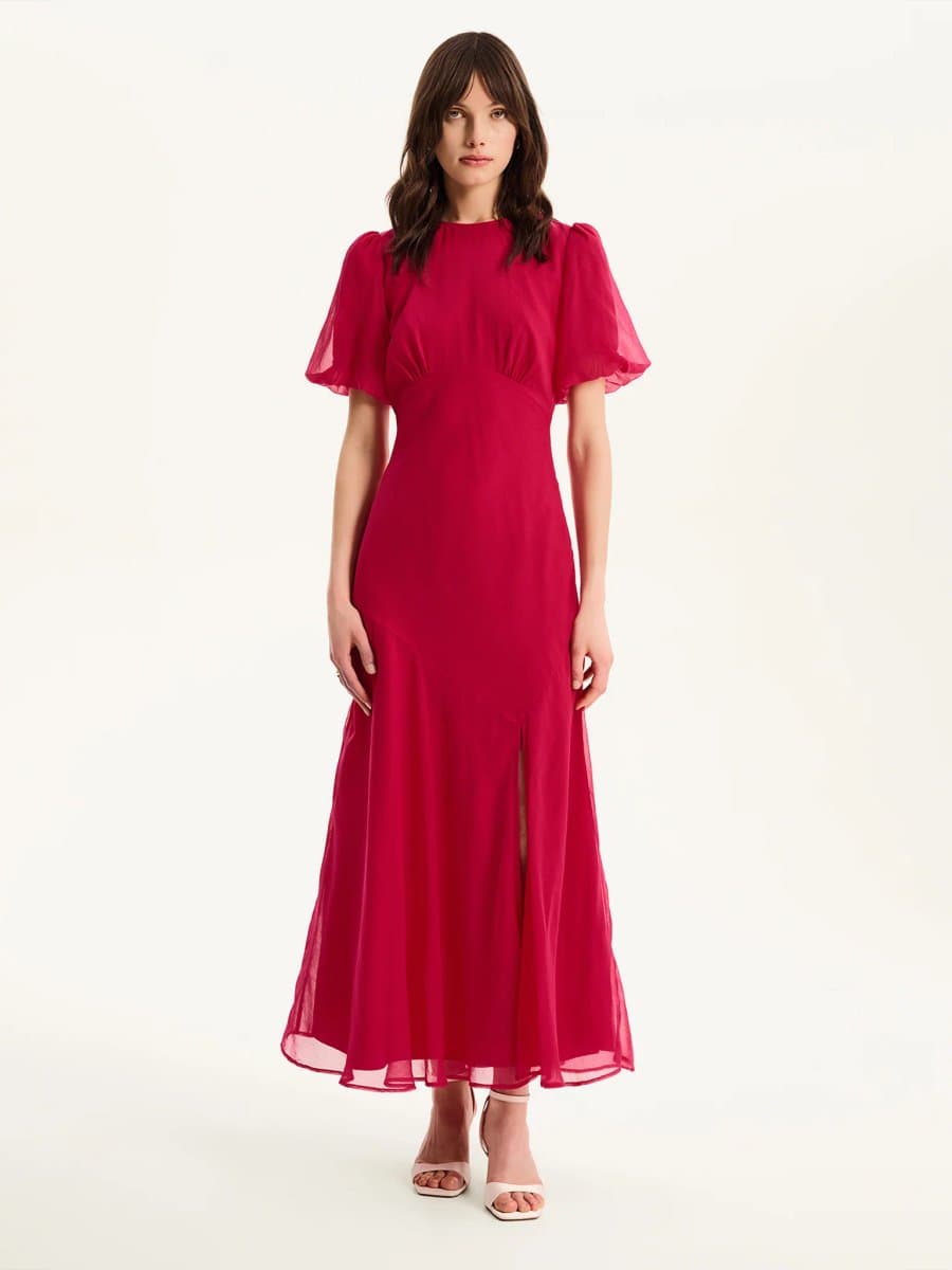 OMNES Nola Dress  in Magenta