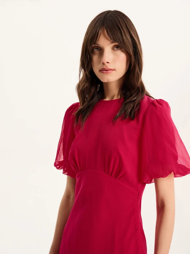 OMNES Nola Dress  in Magenta - 3