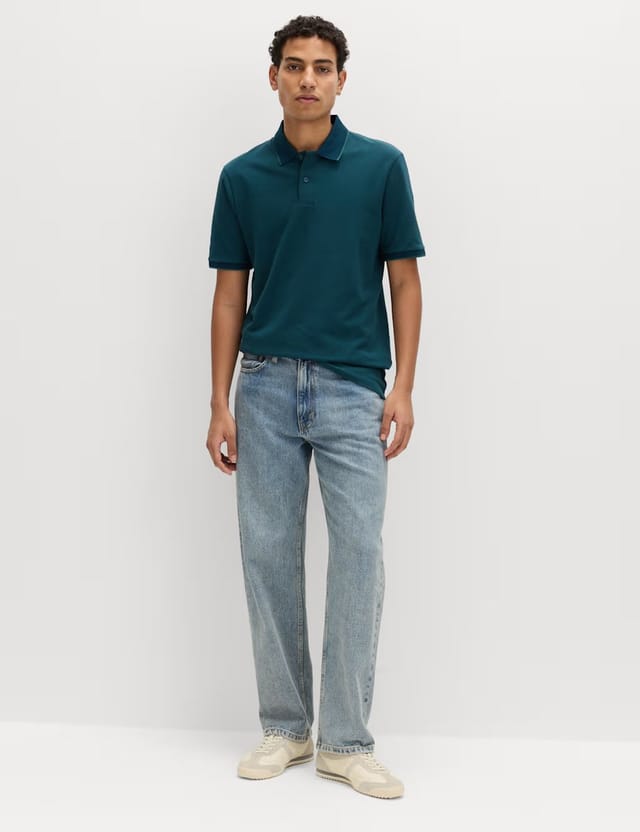 Marks & Spencer M&S 2 Pack Cotton Rich Tipped Polo Shirts Petrol Mix - 2