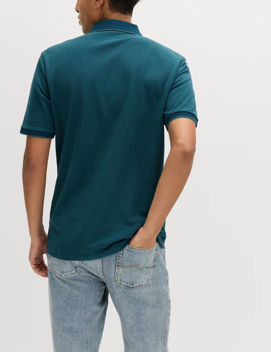 Marks & Spencer M&S 2 Pack Cotton Rich Tipped Polo Shirts Petrol Mix - 4