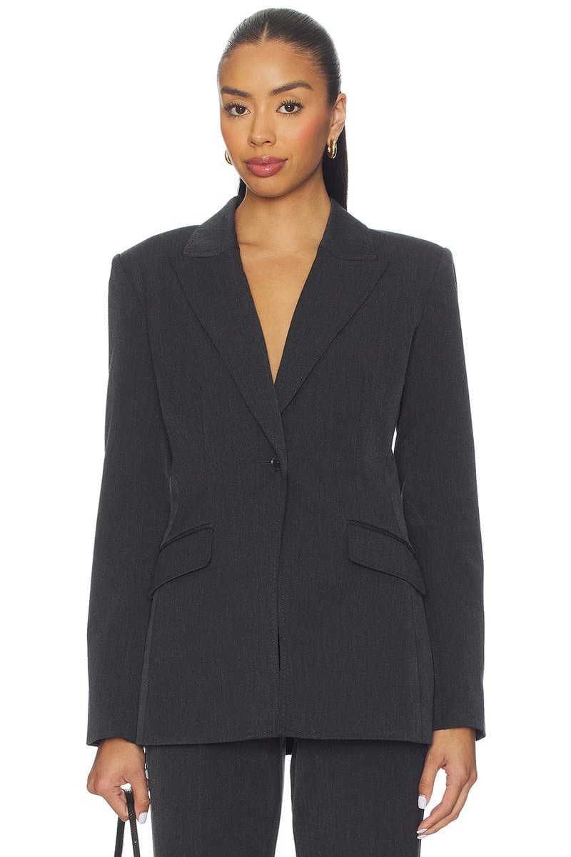 revolve Revolve Good American Sculpted Blazer in Dark Heather Gray