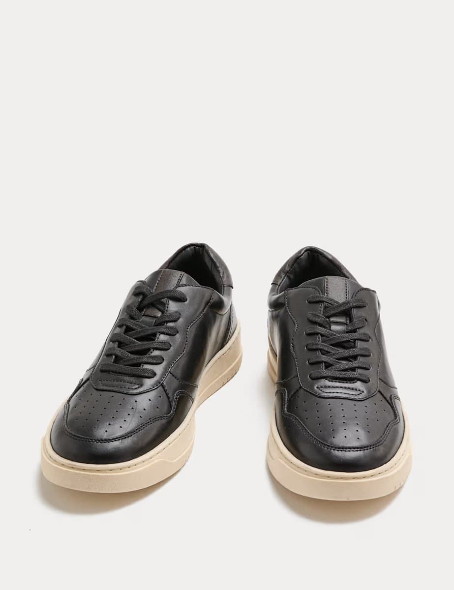 Marks & Spencer M&S Black Leather Lace-Up Trainers