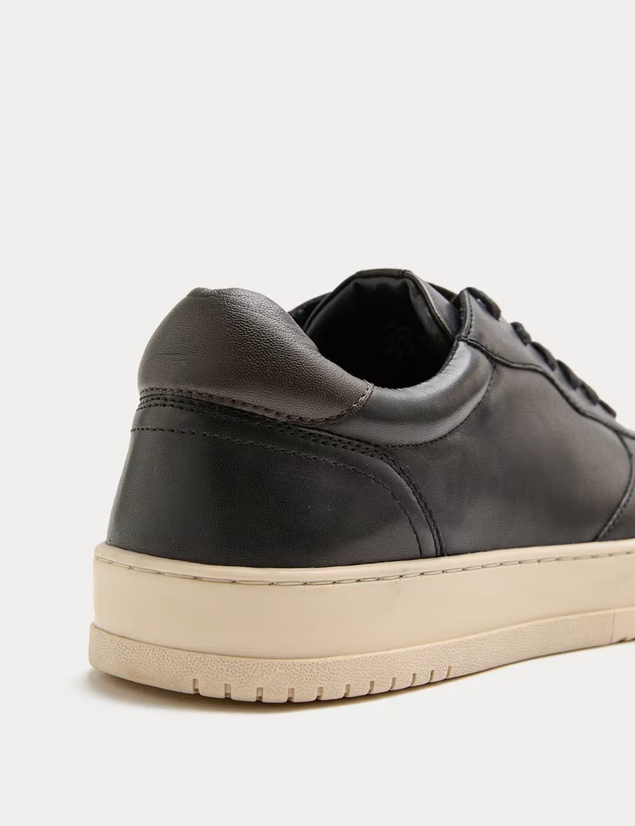 Marks & Spencer M&S Leather Lace up Trainers Black - 2