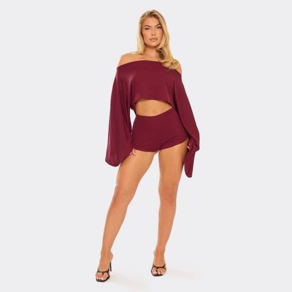 EGO EGO Burgundy Low Rise Hot Pants in Burgundy