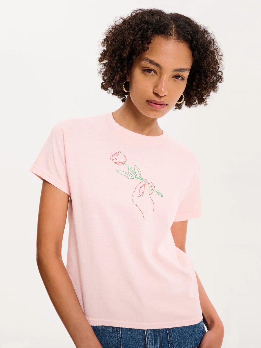 OMNES Rose Baby Tee in Pink - 2
