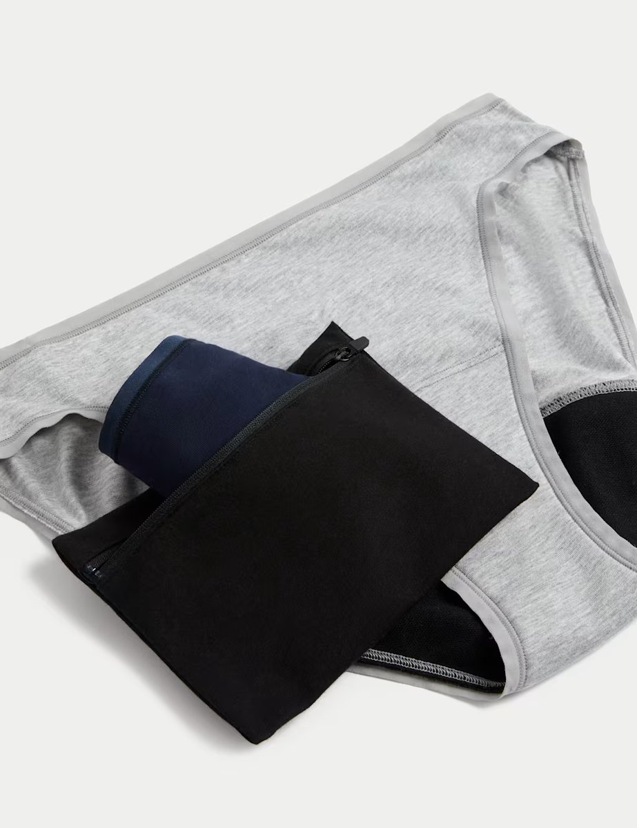 Marks & Spencer M&S 2 Pack Cotton Rich Period Travel Bags Black Mix - 3