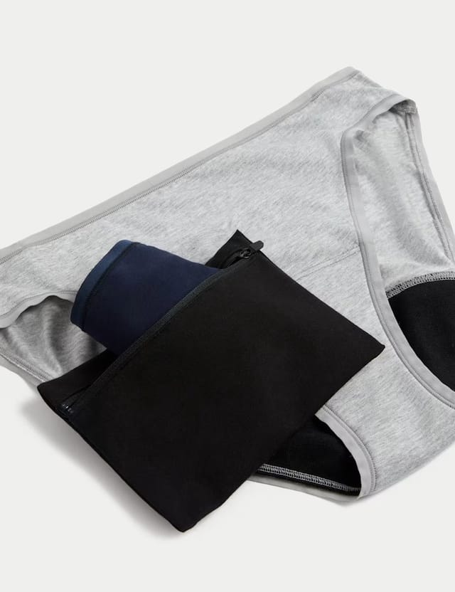 Marks & Spencer M&S 2 Pack Cotton Rich Period Travel Bags Black Mix - 3