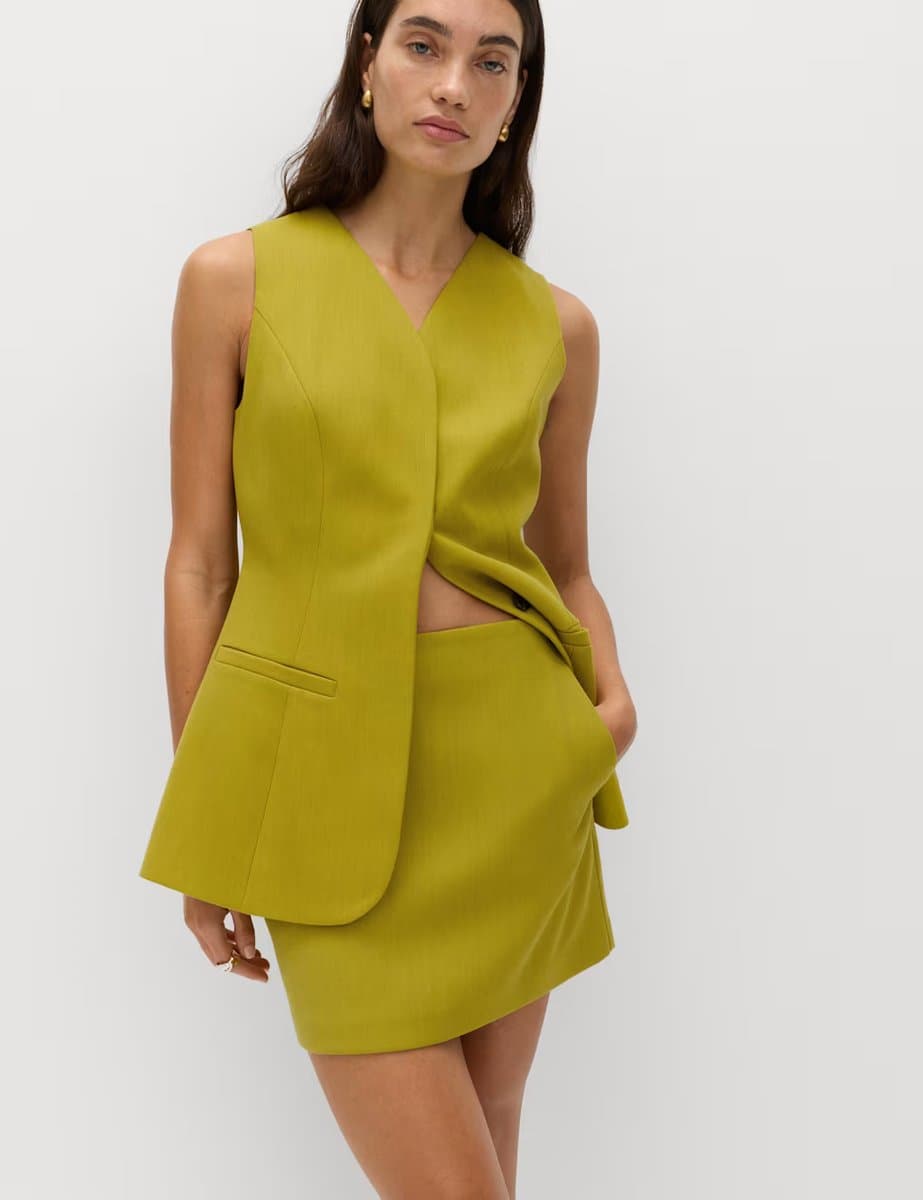 Marks & Spencer M&S Straight Mini A-Line Skirt Moss