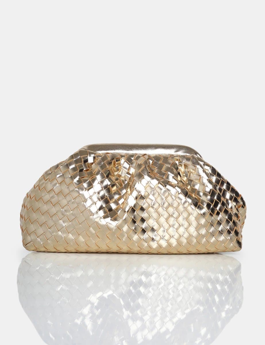 Public Desire Public Desire Metallic Gold Weave Clutch Bag