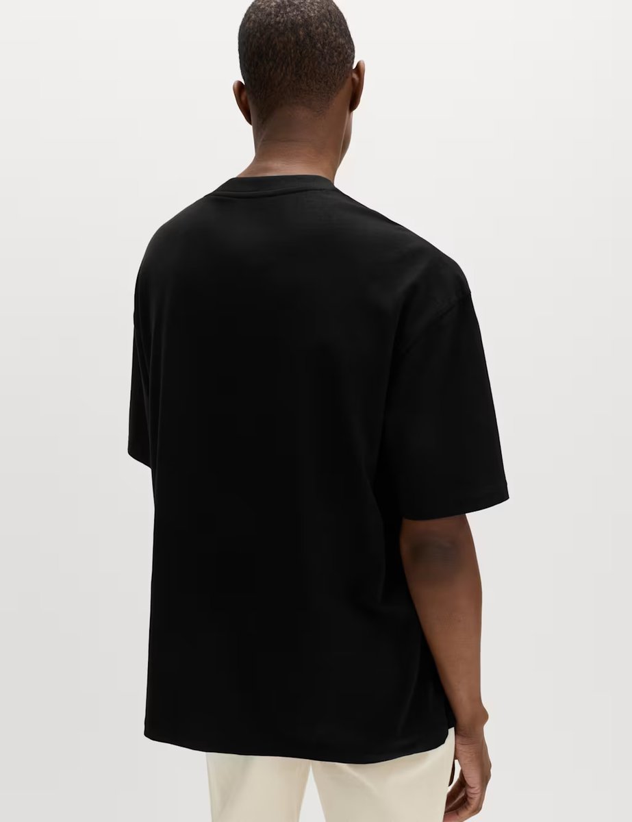 Marks & Spencer M&S Pure Cotton Oversized Midweight T-Shirt Black - 3