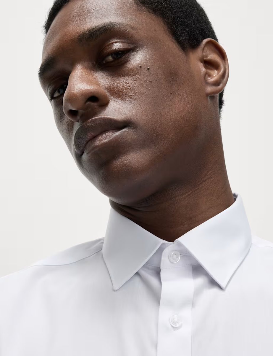 Marks & Spencer M&S 5 Pack Regular Fit Easy Iron Short Sleeve Shirts White - 3