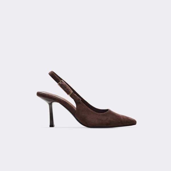 EGO EGO Brown Mixed Pointed Toe Slingback in Brown Faux Suede