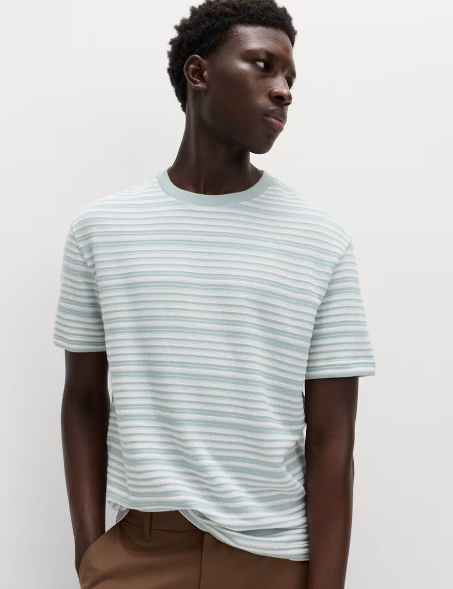 Marks & Spencer M&S Soft Blue Striped T-Shirt