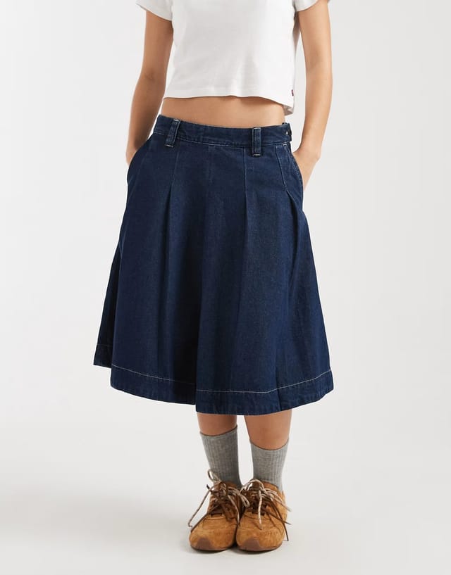 ASOS Vans Authentic chino denim skirt dark blue in dark rinse - 2