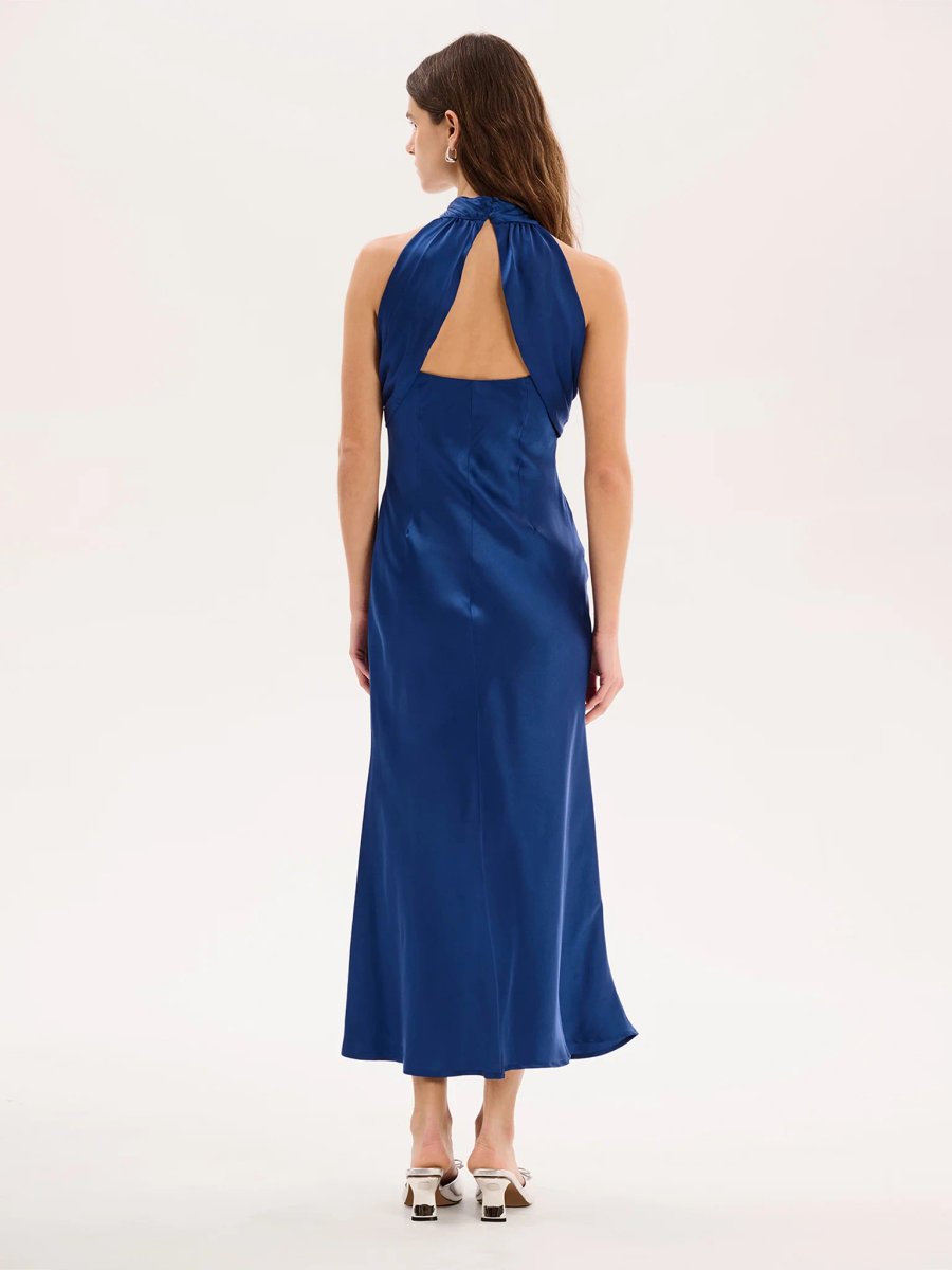 OMNES Seychelles Drape Back Detail Dress in Navy - 2