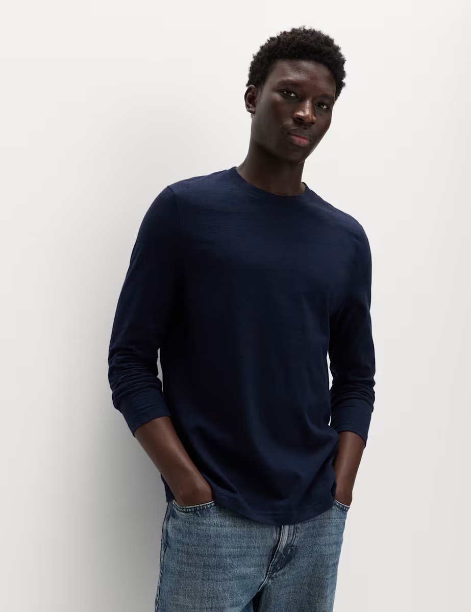 Marks & Spencer M&S 2 Pack Pure Cotton Long Sleeve T-Shirts Navy Mix - 2