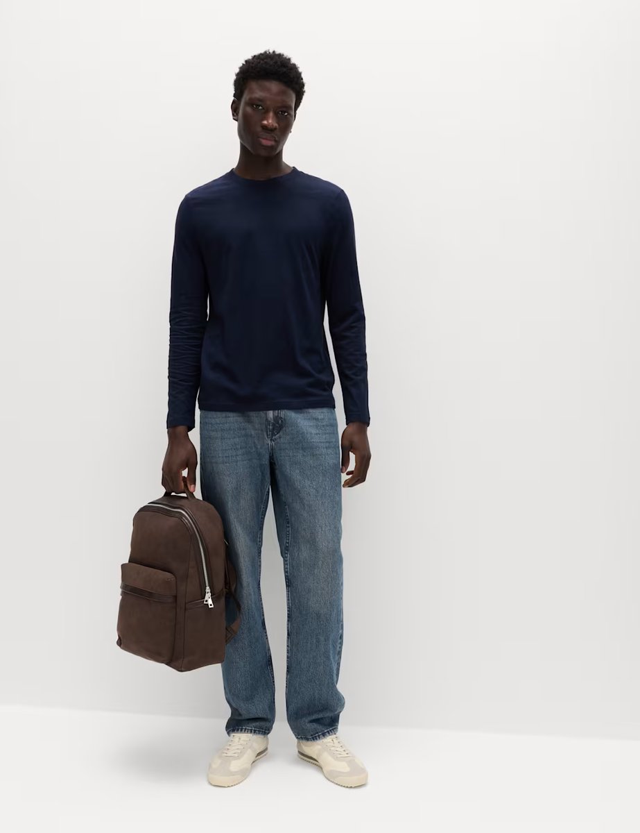 Marks & Spencer M&S 2 Pack Pure Cotton Long Sleeve T-Shirts Navy Mix - 3