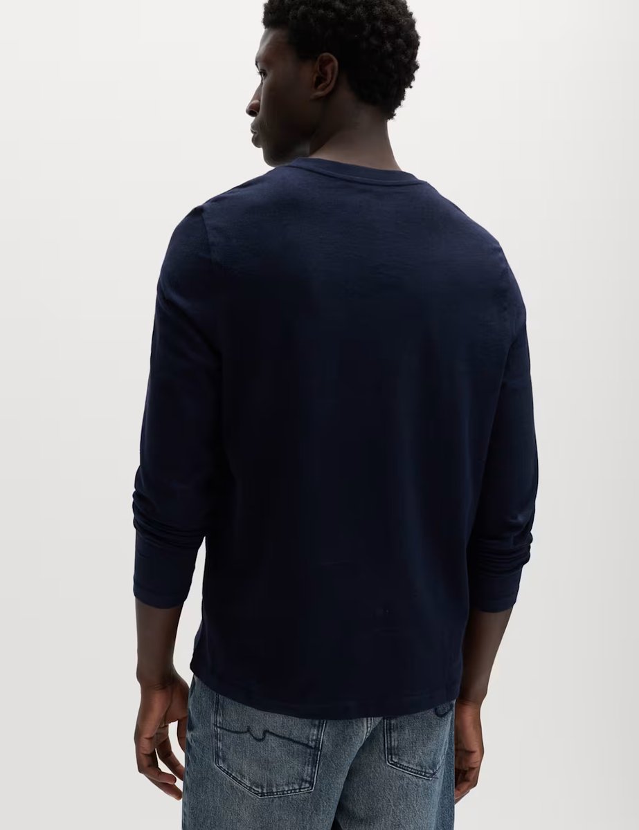 Marks & Spencer M&S 2 Pack Pure Cotton Long Sleeve T-Shirts Navy Mix - 4