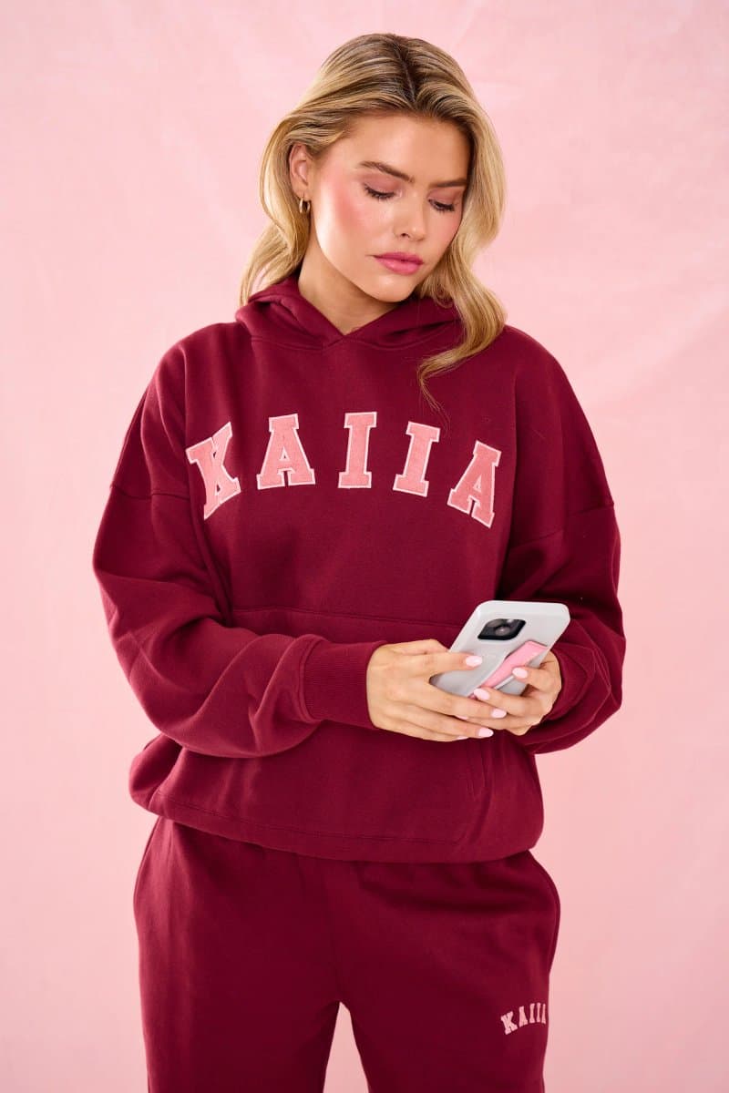Kaiia Kaiia Slogan Oversized Hoodie Warm Berry