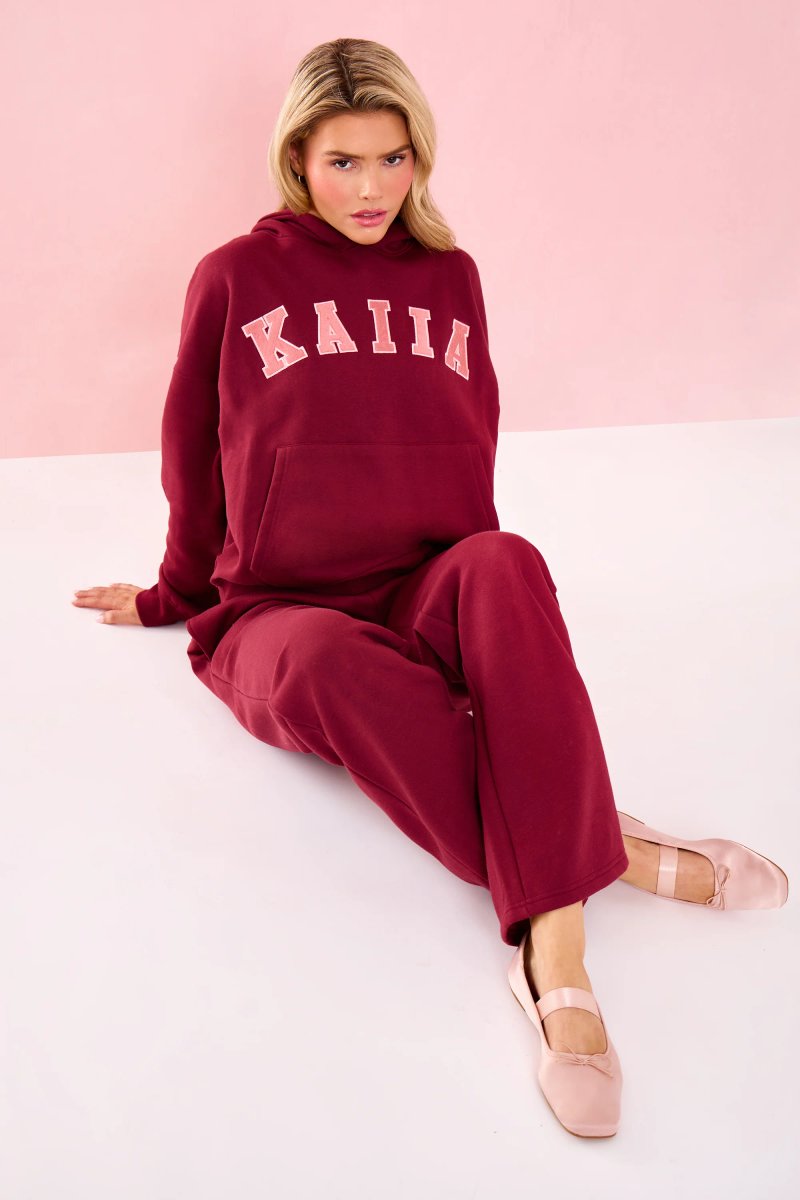 Kaiia Kaiia Slogan Oversized Hoodie Warm Berry - 2