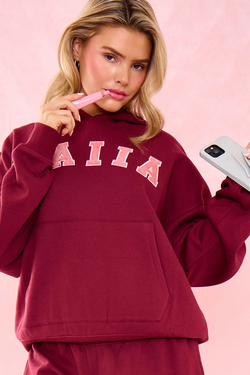 Kaiia Kaiia Slogan Oversized Hoodie Warm Berry - 3